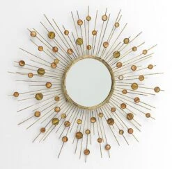 Miroir Mural Rond Métal Doré Nacré Roxane