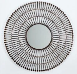 Miroir Mural Rond Métal Marron Ola