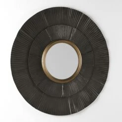 Miroir Mural Rond Métal Marron Et Doré Canva D 105 Cm