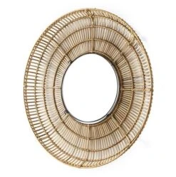Miroir Mural Rond Osier Naturel Gaell D 90 Cm