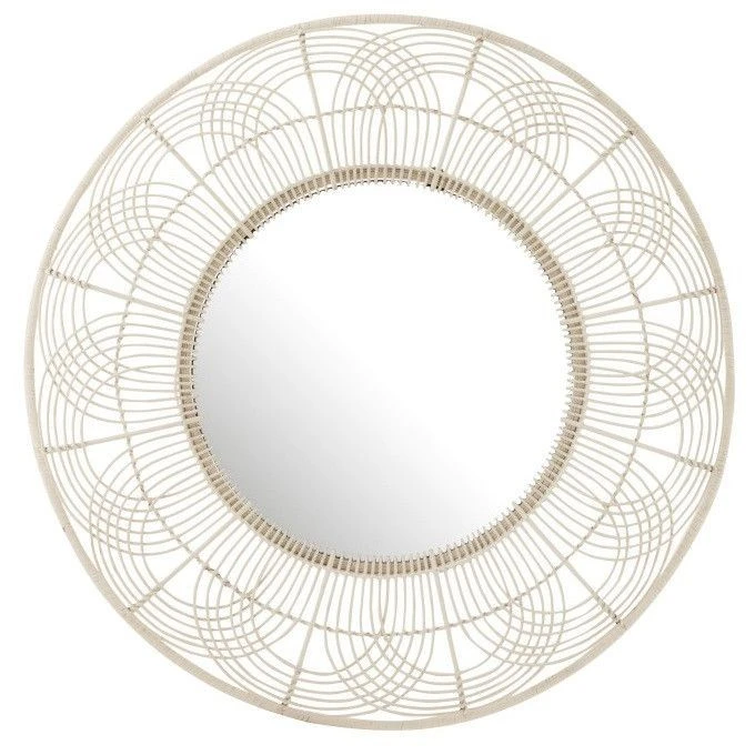Miroir Mural Rond Verre Et Bambou Blanc Amble 3 Miroir Mural Rond Verre Et Bambou Blanc Amble