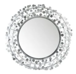 Miroir Mural Rond Verre Et Métal Argenté Licia