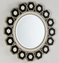Miroir Mural Rond Verre Noir Et Blanc Octy