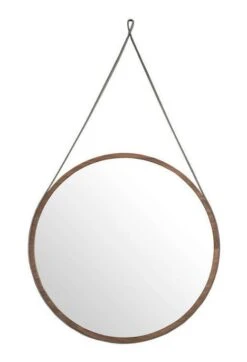 Miroir Mural Ronde Bois Plaqué Noyer Roka