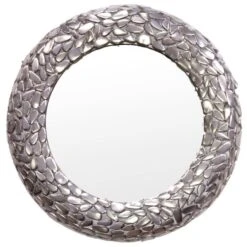Miroir Rond Avec Cadre Décoratif Galet En Métal Clarisse