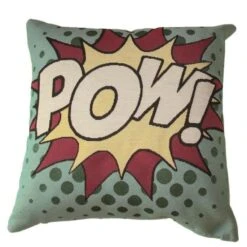 O'CBO Housse De Coussin Vintage Kiss - 42 X 42 Cm - Jacquard POW 450 - Fabrication Française - Vert, Jaune Et Rouge