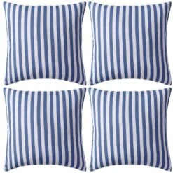 Oreiller D'extérieur 4 Pcs Impression Rayure 45 X 45 Cm Bleu
