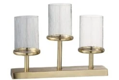 Photophore 3 Verres Et Pieds Métal Doré Ysarg - Lot De 2