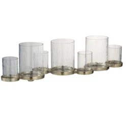 Photophore 7 Parties Verre Et Métal Doré Narsh - Lot De 2