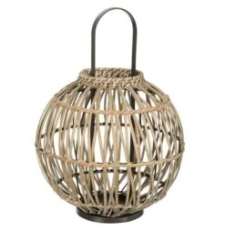 Photophore Boule Rotin Clair Indie - Lot De 2