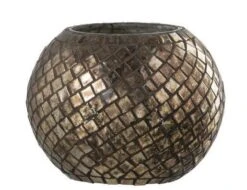 Photophore Boule Verre Mosaïque Doré Antique Ysarg - Lot De 4