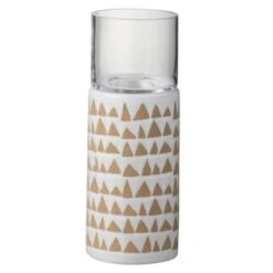 Photophore Céramique Blanc Et Marron Praji H 28 Cm