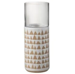 Photophore Céramique Blanc Et Marron Praji H 43 Cm