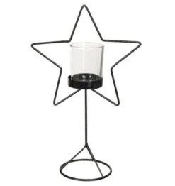 Photophore étoile Métal Noir Pailleté Bialli