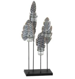 Photophore Métal Gris Sur Pied Noir Licia