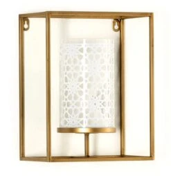 Photophore Mural Verre Et Métal Doré Diari H 31