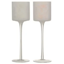 Photophore Sur Pied Verre Blanc Uchi H 30 Cm - Lot De 2