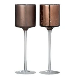 Photophore Sur Pied Verre Marron Nissy H 31 Cm