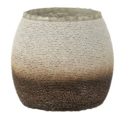 Photophore Verre Blanc Et Gris Cintee H 17 Cm