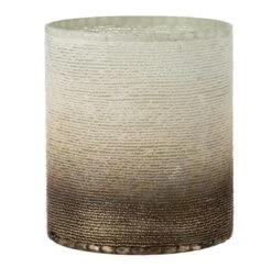 Photophore Verre Blanc Et Gris Cintee H 23 Cm