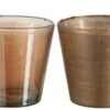 Photophore Verre Doré Ysarg 13 Cm - Lot De 2
