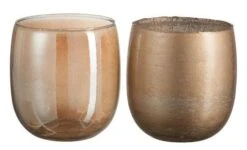 Photophore Verre Doré Ysarg - Lot De 2