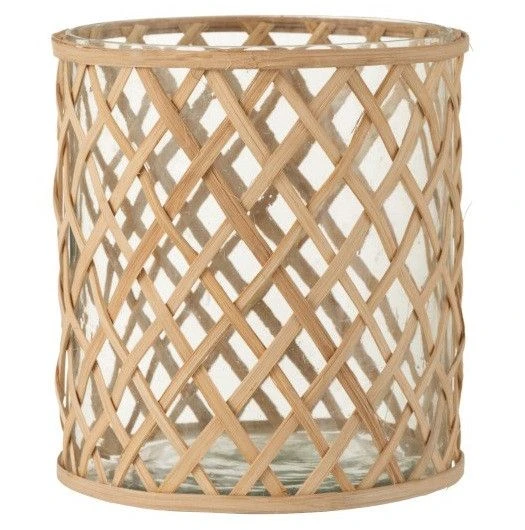 Photophore Verre Et Bois Clair Azura H 22 Cm - Lot De 2 3 Photophore Verre Et Bois Clair Azura H 22 Cm - Lot De 2