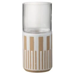 Photophore Verre Et Céramique Blanc Praji H 34 Cm