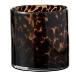 Photophore Verre Marron Taches Noires Diere H 13 Cm - Lot De 6