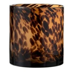 Photophore Verre Marron Taches Noires Diere H 18 Cm - Lot De 4