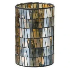 Photophore Verre Mosaïque Doré Et Gris Jibel H 20 Cm - Lot De 4