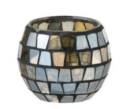 Photophore Verre Mosaïque Gris Et Doré Ysarg - Lot De 4