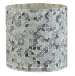 Photophore Verre Mosaïque Gris Marino H 20 Cm