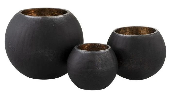 Photophore Verre Noir Mat Craquelé Et Doré Ysarg 5 Photophore Verre Noir Mat Craquelé Et Doré Ysarg – Image 3