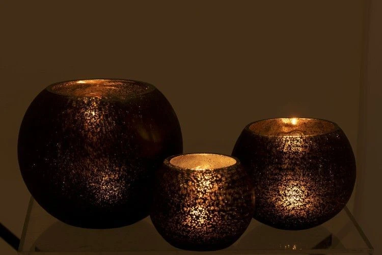 Photophore Verre Noir Mat Craquelé Et Doré Ysarg 8 Photophore Verre Noir Mat Craquelé Et Doré Ysarg – Image 6