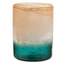 Photophore Verre Orange Et Bleu Geera H 17 Cm