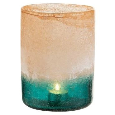 Photophore Verre Orange Et Bleu Geera H 17 Cm 4 Photophore Verre Orange Et Bleu Geera H 17 Cm – Image 2