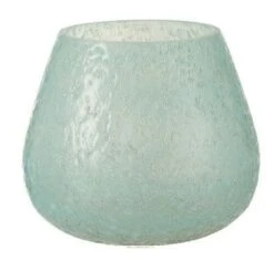 Photophore Verre Relief Bleu Azura H 14 Cm