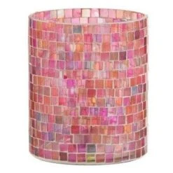 Photophore Verre Rose à Mosaïque Veeda H 15 Cm