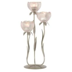 Photophore Verre Rose Et Métal Argenté Kimen H 40 Cm