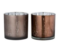 Photophores Verre Marron Mat Et Brillant Nissy H 15 - Lot De 6