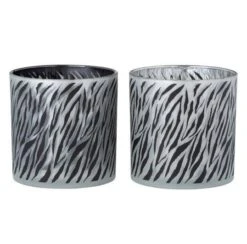 Photophores Verre Noir Et Blanc Zébré Diere - Lot De 6