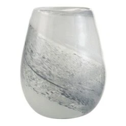 Photphore Verre Blanc Et Bleu Marino H 22 Cm