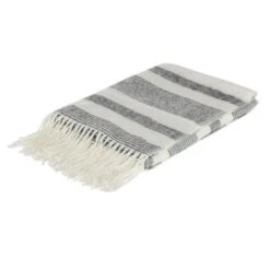 Plaid Acrylique à Rayures Noir Et Blanc Bialli