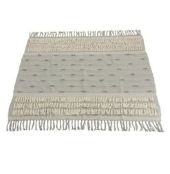 Plaid Avec Floches Tissu Bleu Et Blanc Marino - Lot De 2