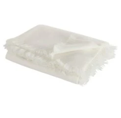 Plaid Effilé Acrylique Blanc Ettis