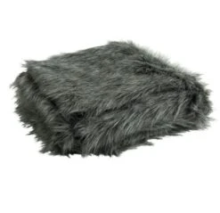 Plaid Fourrure Synthétique Grise à Poils Longs Liath