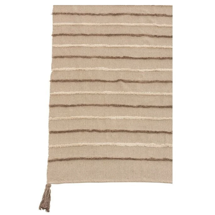 Plaid Tissu Beige à Rayures Et Floches Amble 4 Plaid Tissu Beige à Rayures Et Floches Amble – Image 2