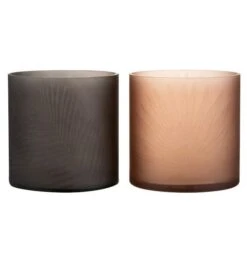 Set De 2 Photophores Verre Noir Et Marron Cintee H 20 Cm