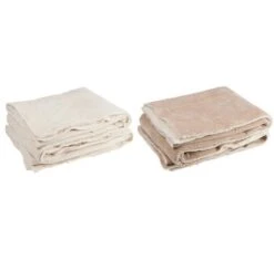 Set De 2 Plaids Tissu Beige Et Marron Nayra